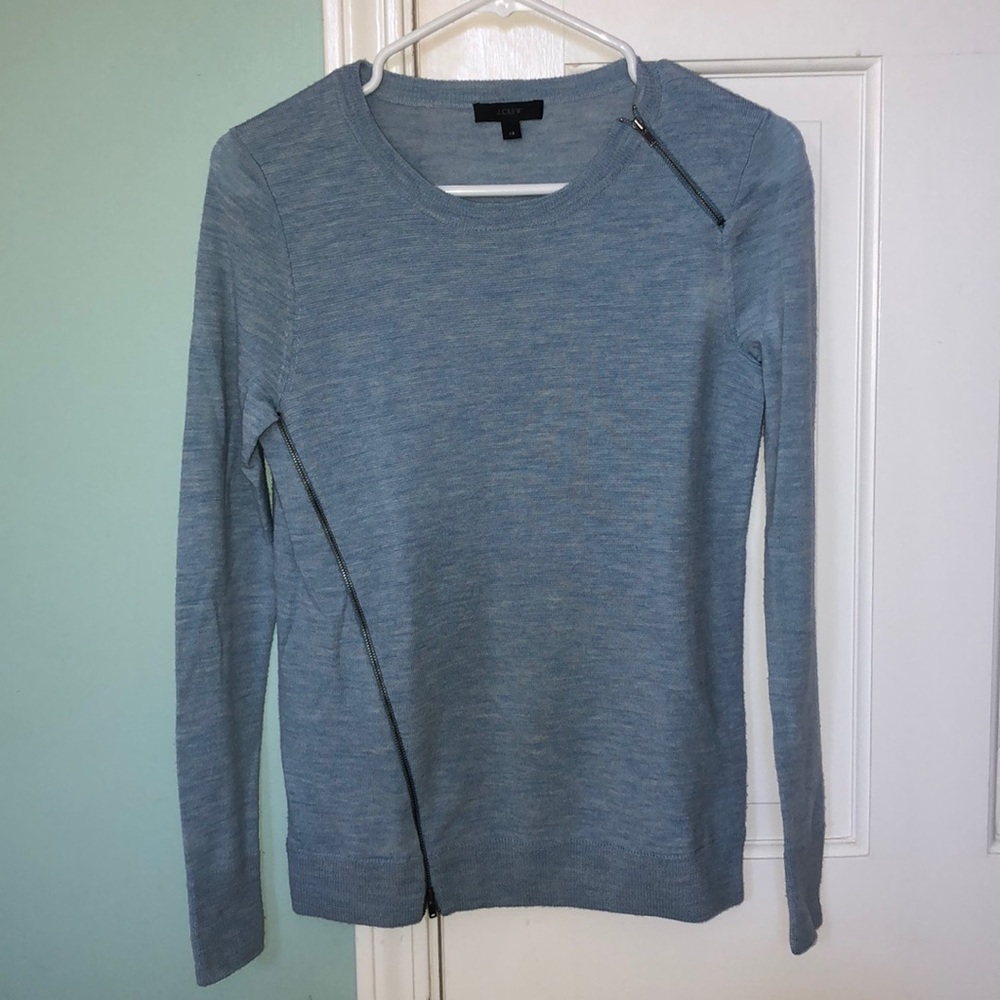 J. Crew zipper detailed Crewneck Sweater